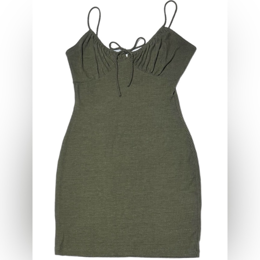 Windsor Whats the Scoop Olive Mini Dress Women’s Size Small Ribbed - Picture 9 of 16
